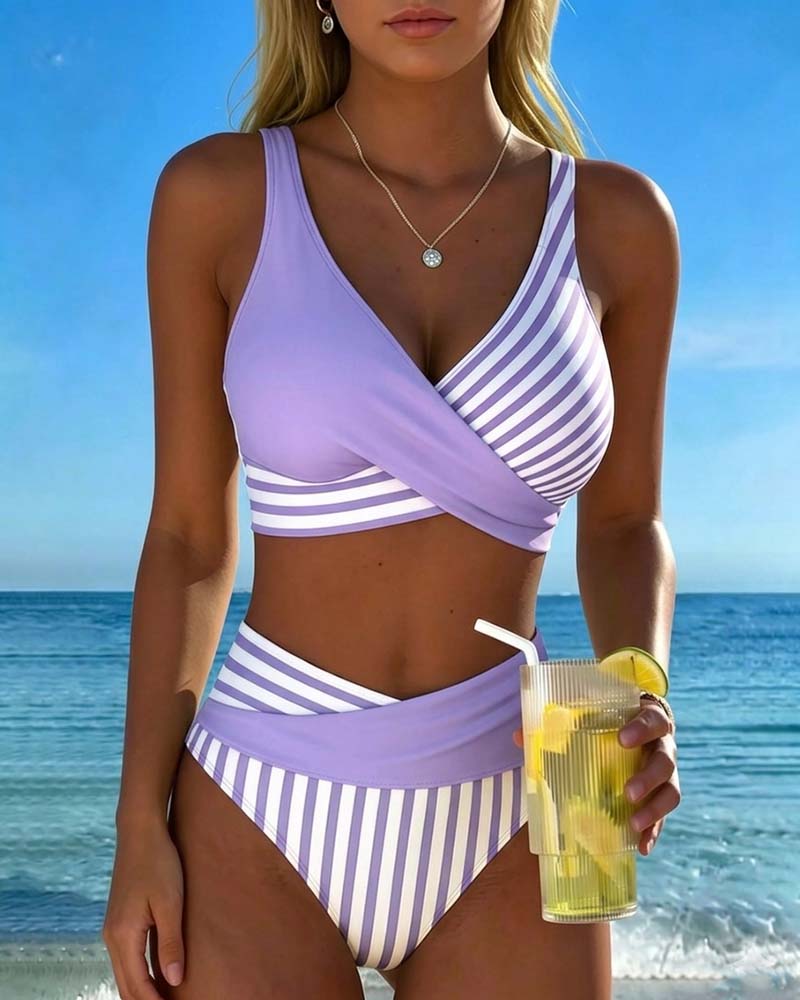 Xandra | Bikini Kruzande Strepen Tryckt
