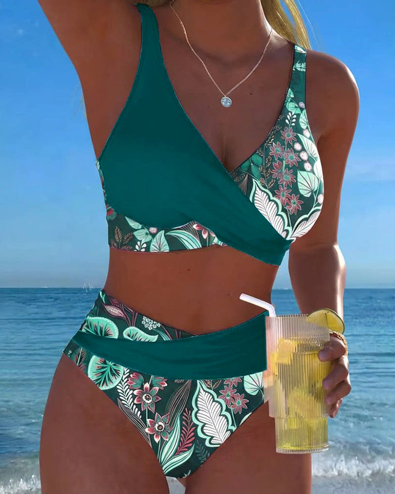 Danijela | Bikini Kontrastfärg Mode Blomma