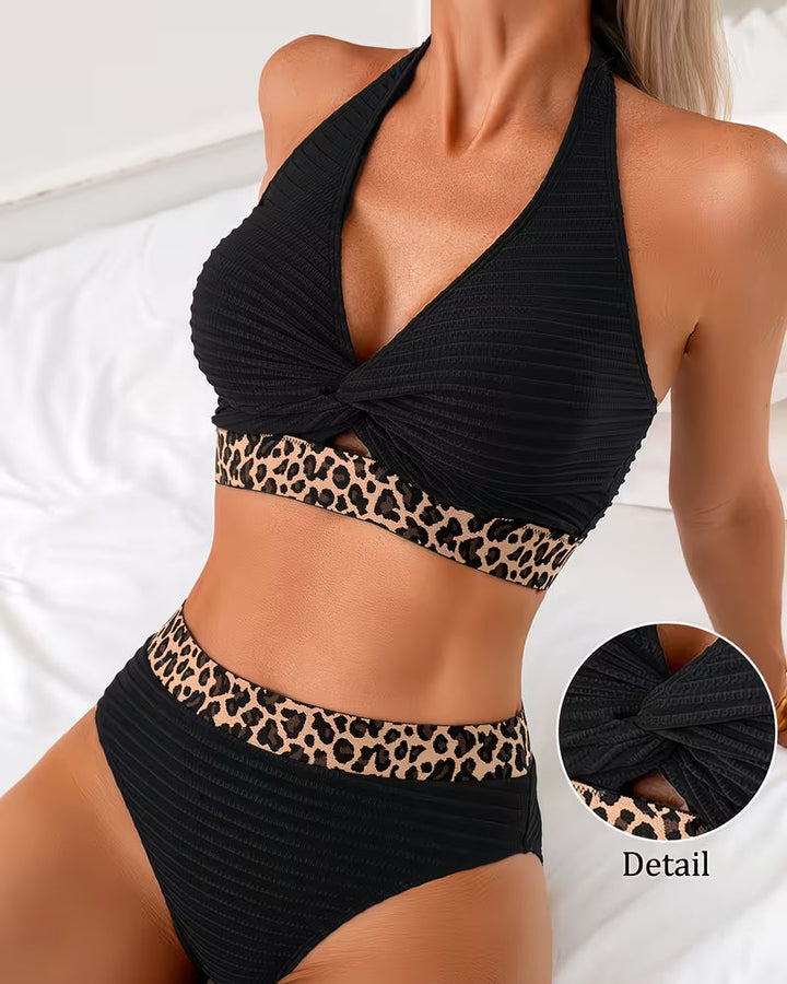 Wilina | Bikini Ribbad Leopard Färgblock