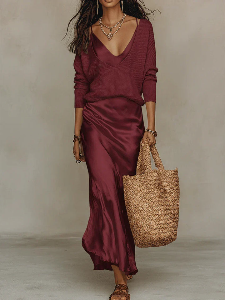 Anaïs | Elegant midiklänning i satin