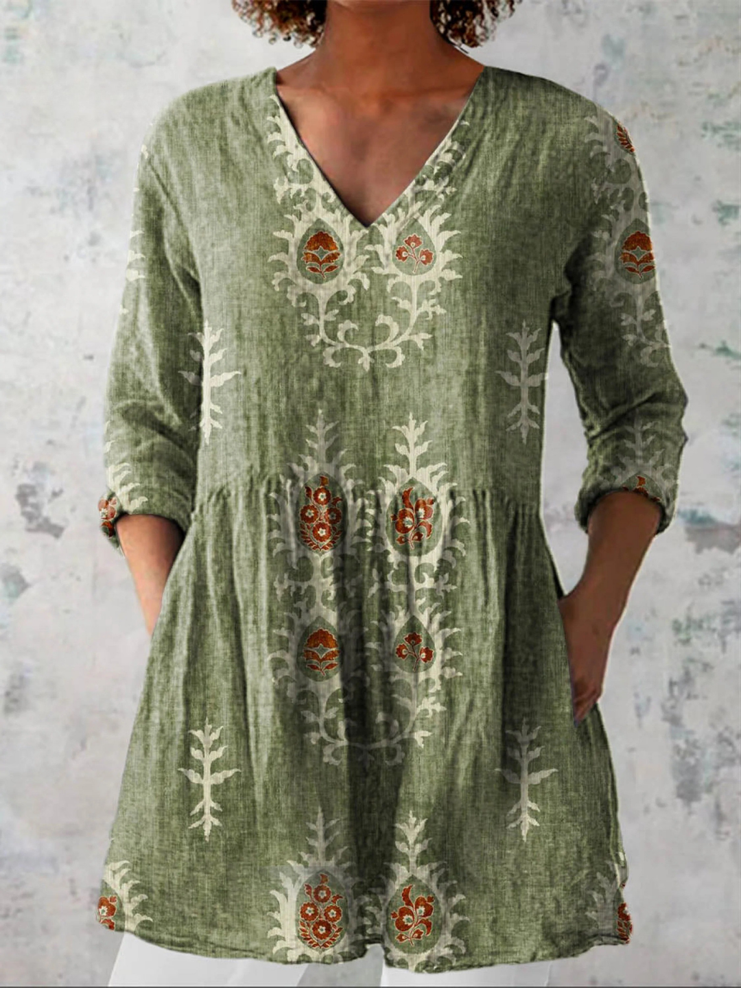 Elise | Lång Blus med V-Hals