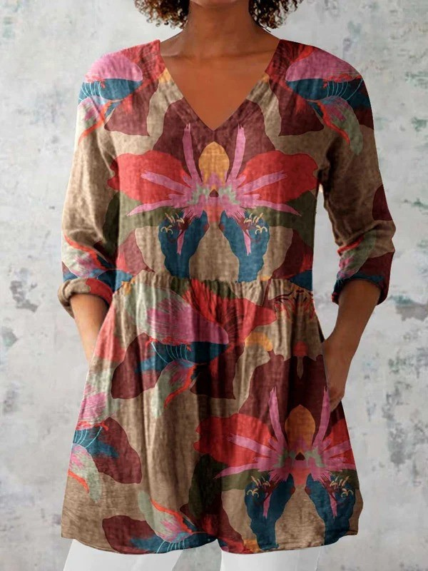 Sarah | Lång Blus med V-Hals
