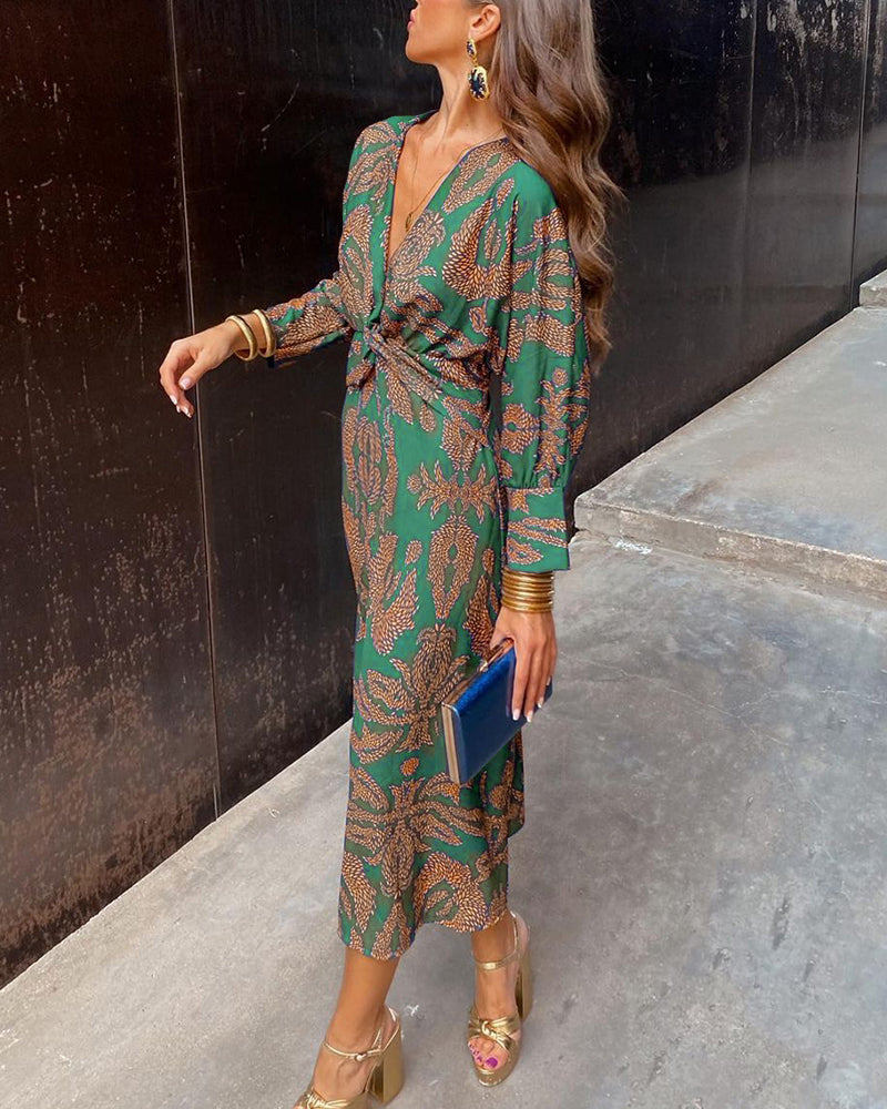Celeste | Midi Klänning Eleganta Blommor
