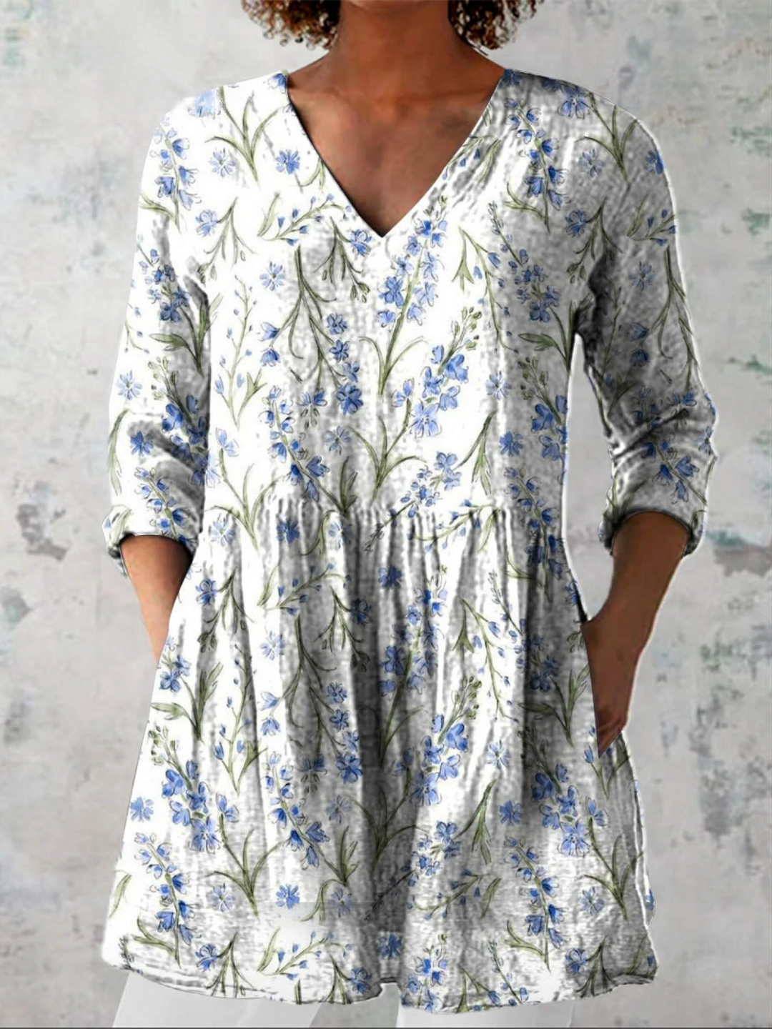 Jeanne | Lång Blus med V-ringning