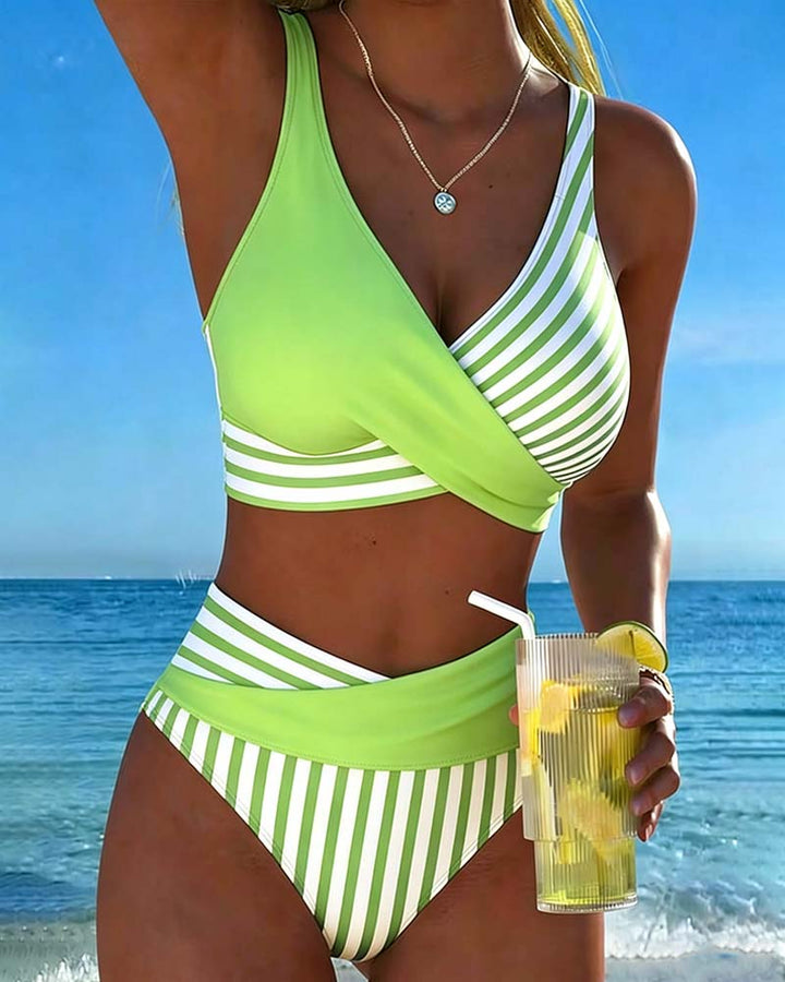 Xandra | Bikini Kruzande Strepen Tryckt