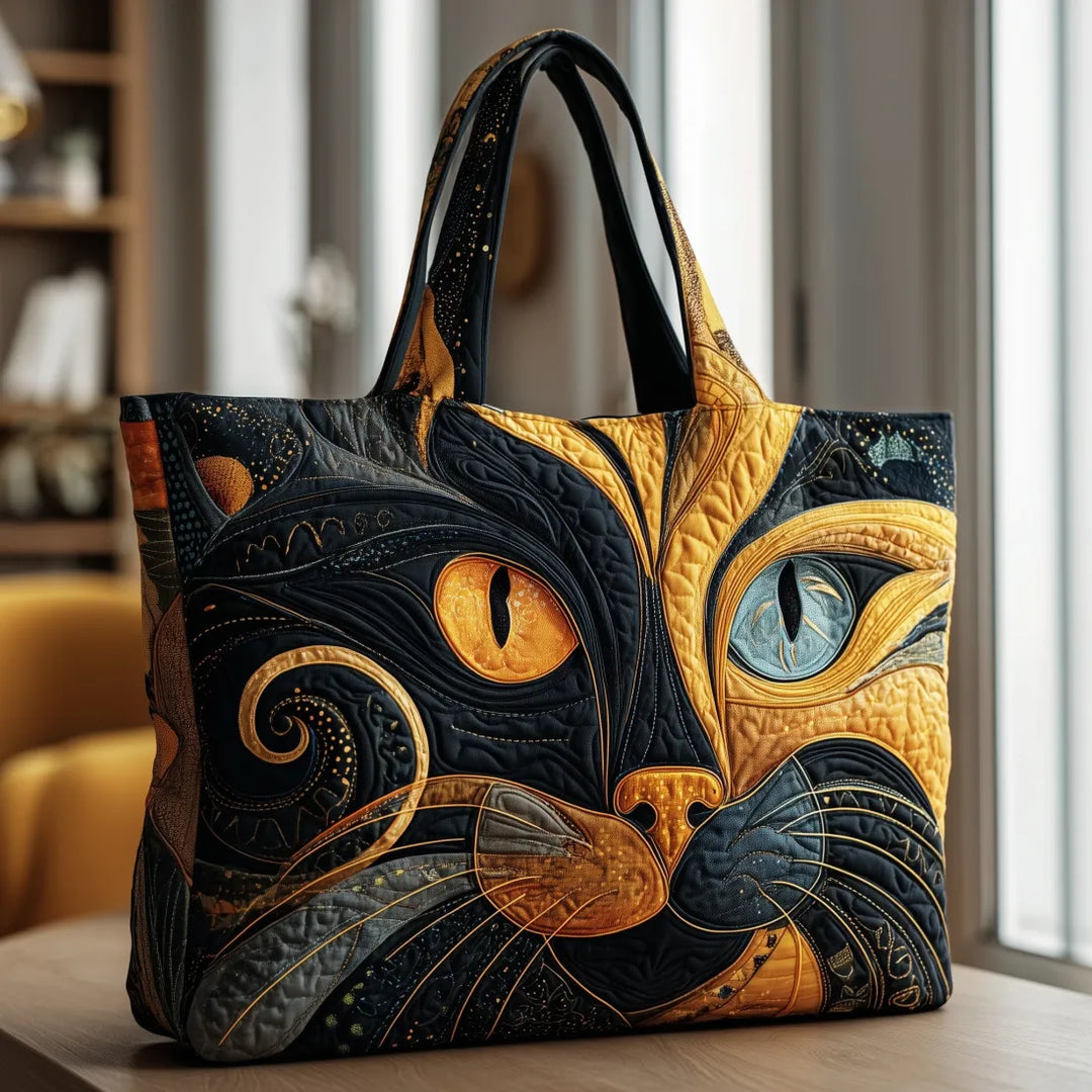 Handgjord väska med kattmotiv