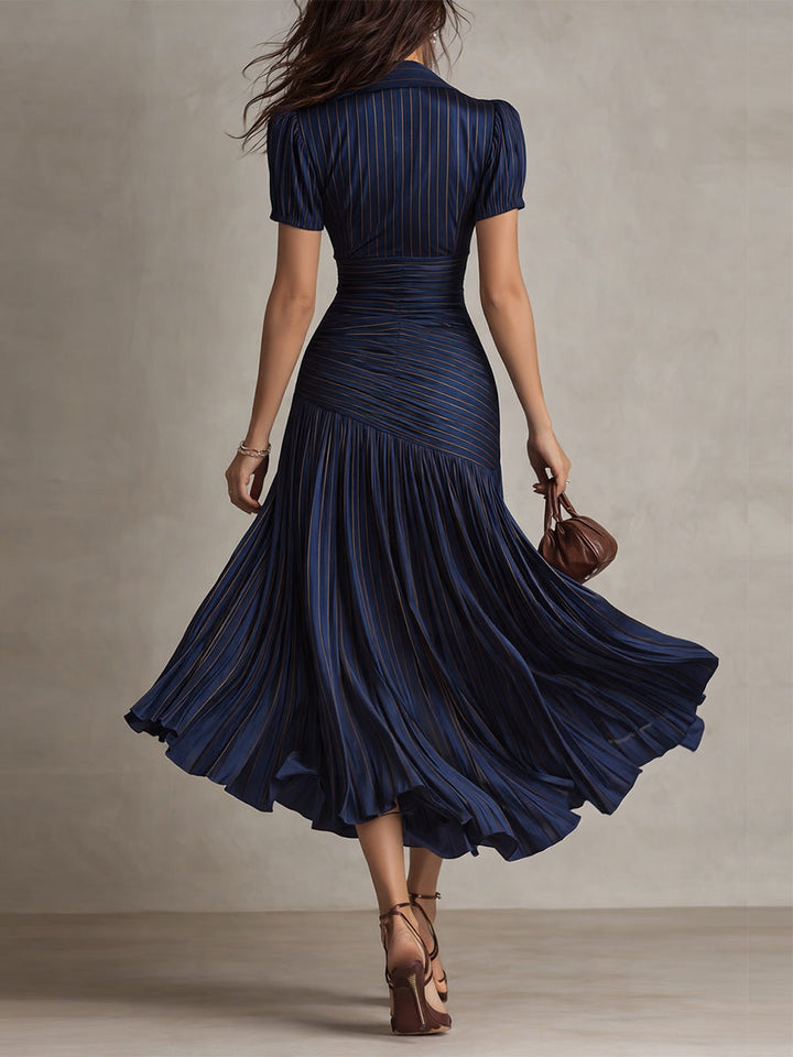 Lorelei | Randig Plisserad Bodycon Midi Klänning