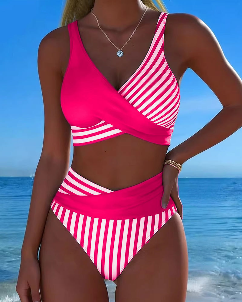 Xandra | Bikini Kruzande Strepen Tryckt