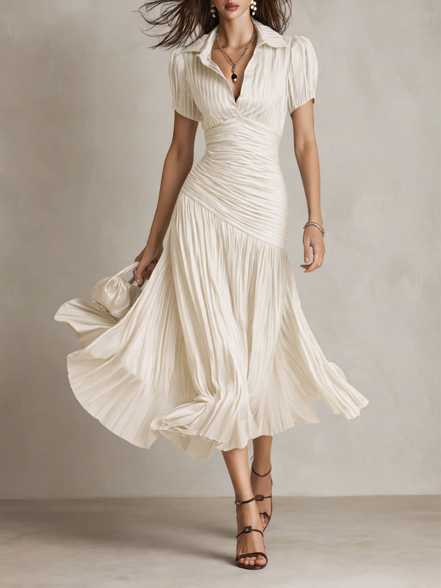 Lorelei | Randig Plisserad Bodycon Midi Klänning