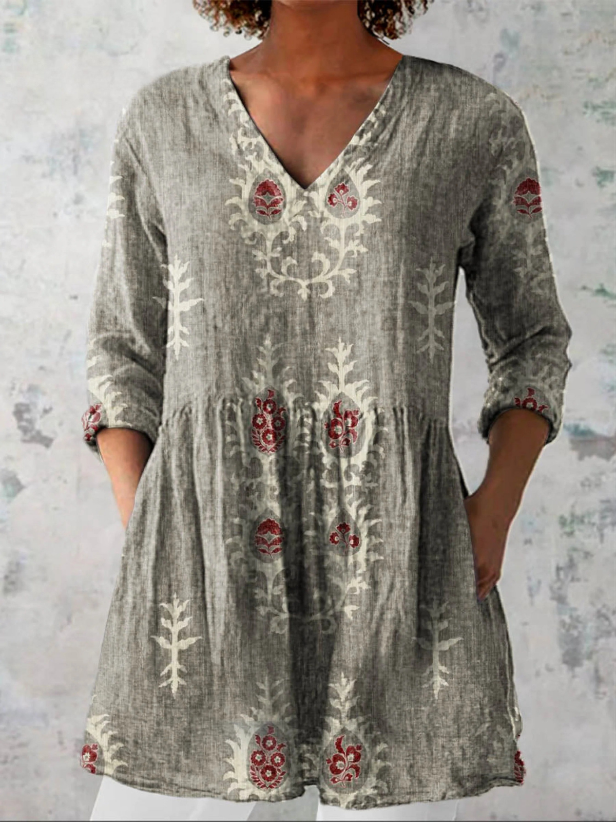 Elise | Lång Blus med V-Hals