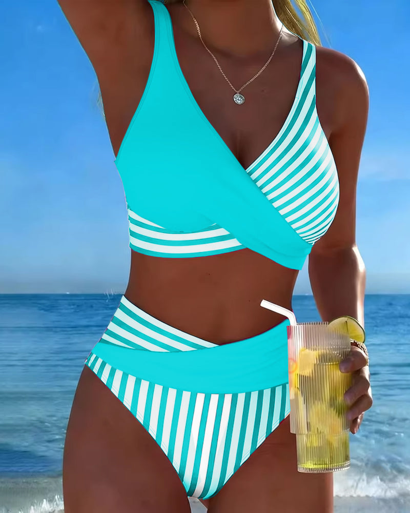 Xandra | Bikini Kruzande Strepen Tryckt