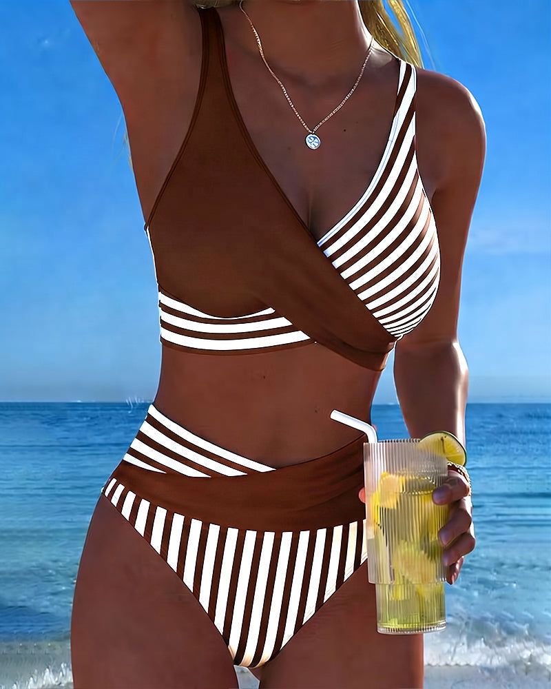 Xandra | Bikini Kruzande Strepen Tryckt