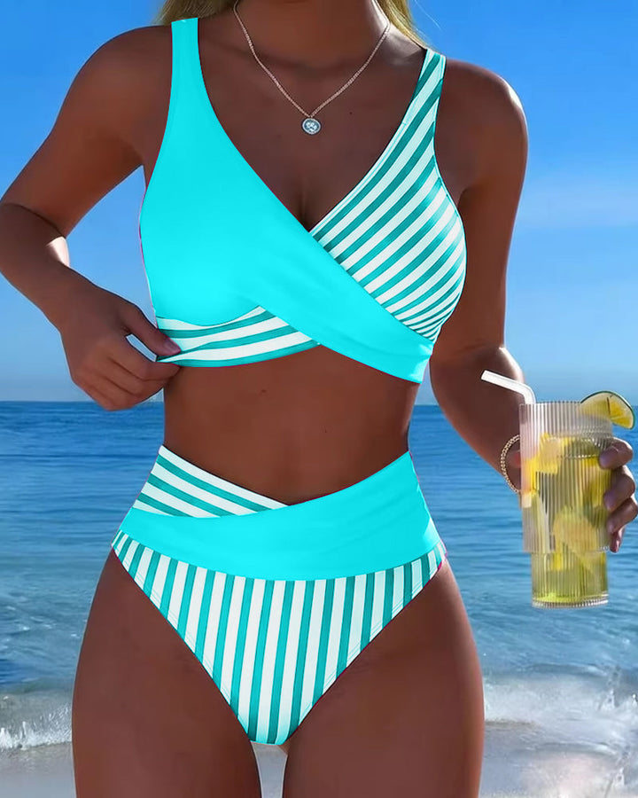 Xandra | Bikini Kruzande Strepen Tryckt
