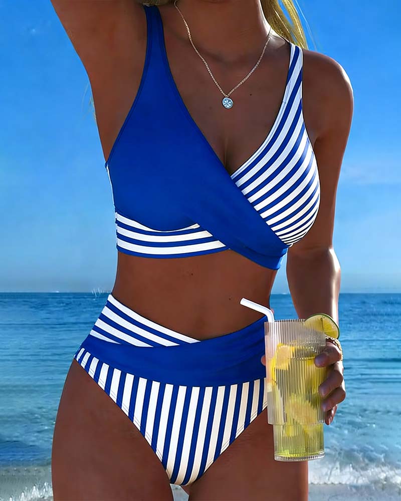 Xandra | Bikini Kruzande Strepen Tryckt