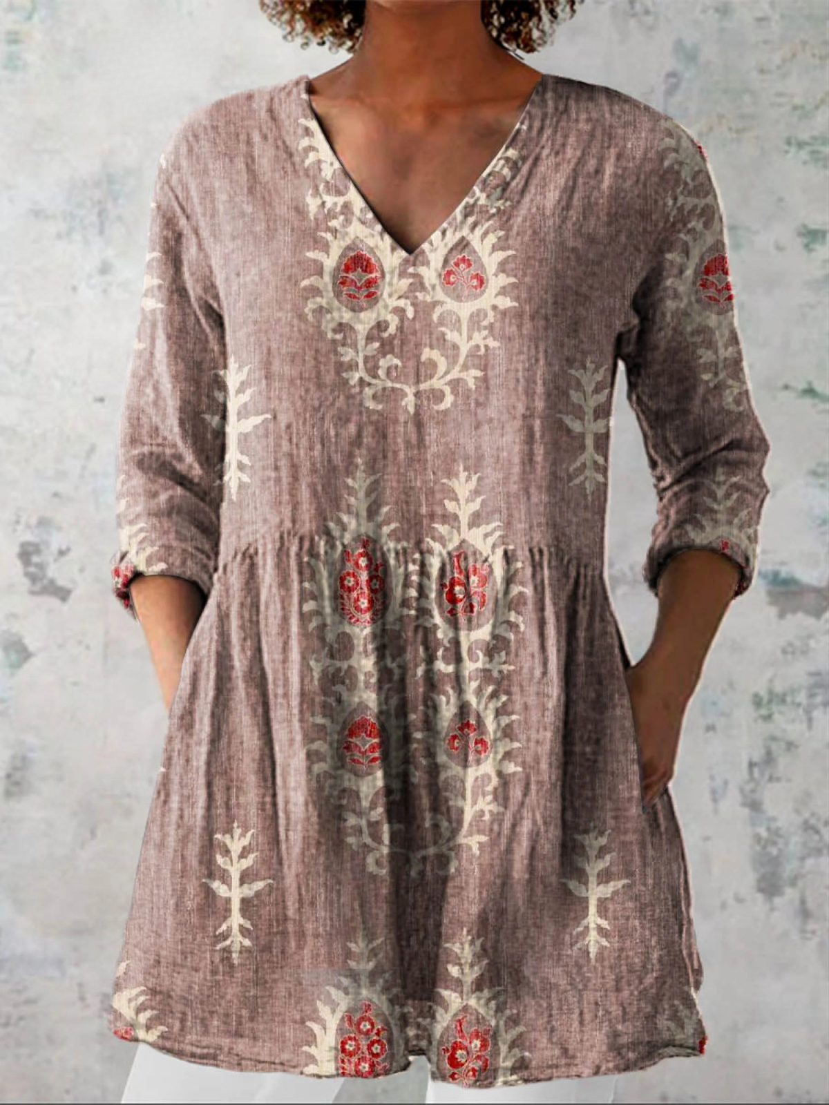 Elise | Lång Blus med V-Hals