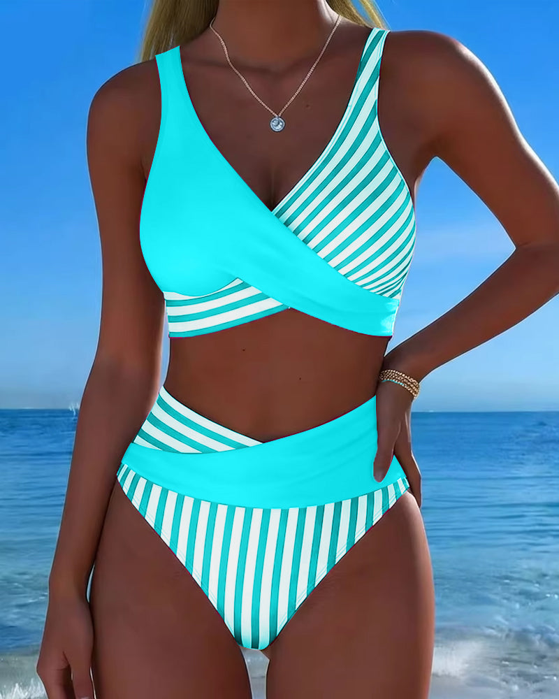 Xandra | Bikini Kruzande Strepen Tryckt