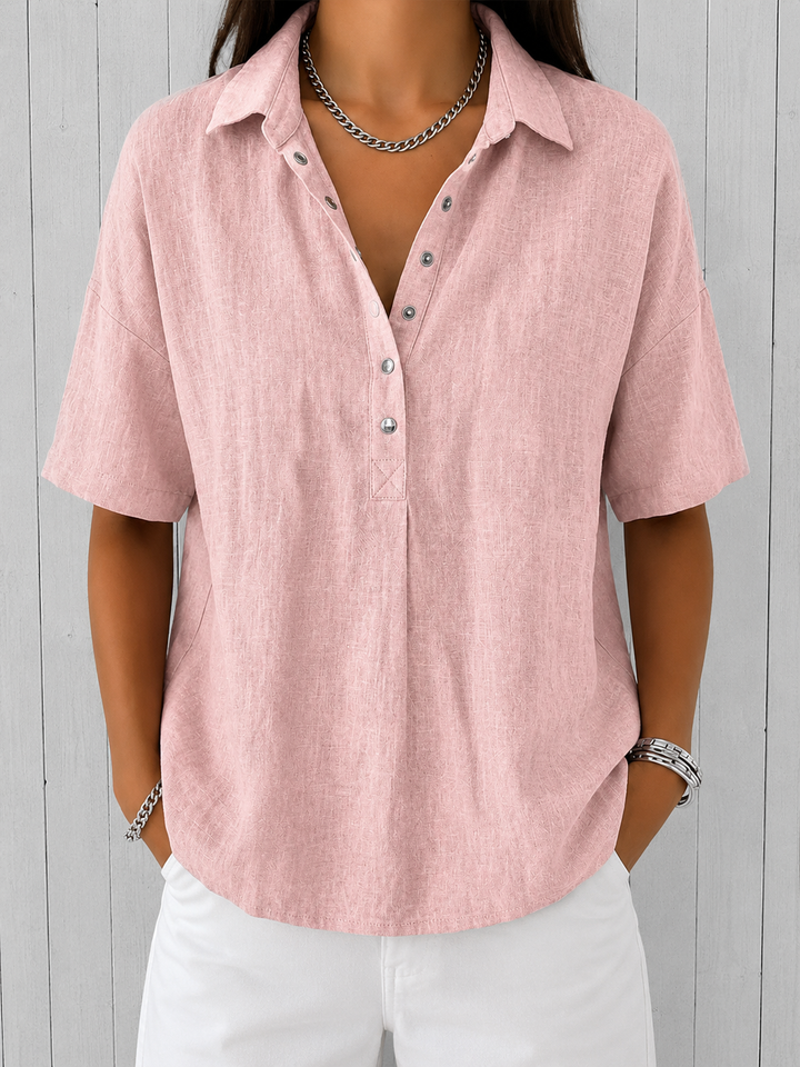 Ava | Blus med Krage och Knappar