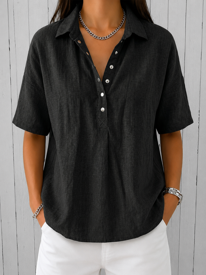 Ava | Blus med Krage och Knappar