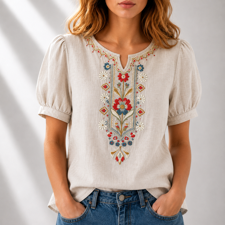 Sibylla | Blommig Broderad Blus