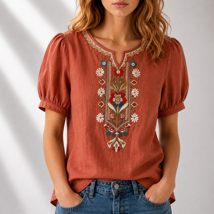 Sibylla | Blommig Broderad Blus