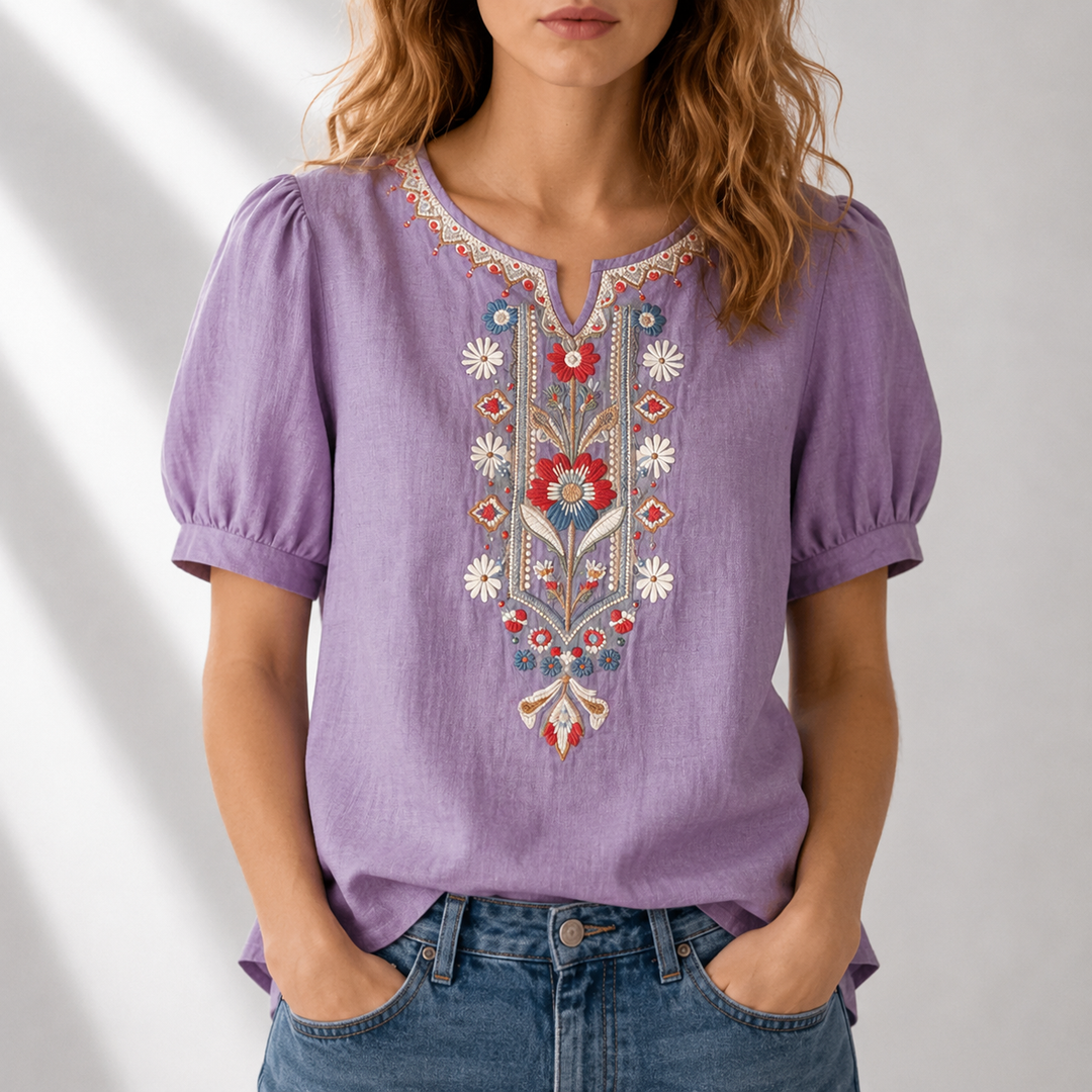Sibylla | Blommig Broderad Blus