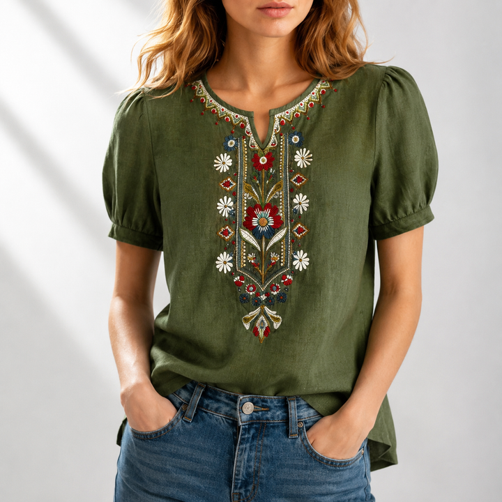 Sibylla | Blommig Broderad Blus