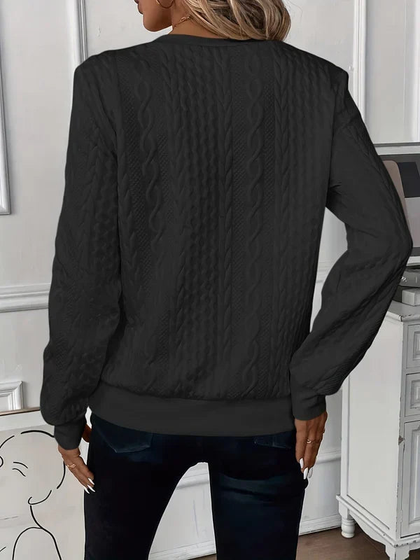 Lynne Kabelstickad Sweatshirt med Dragkedja