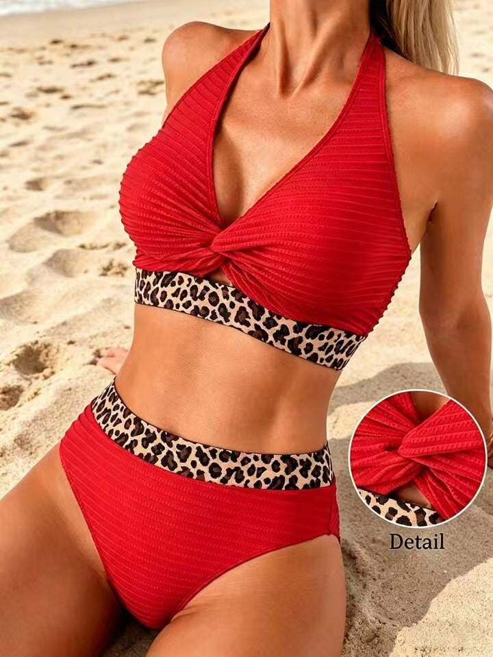 Wilina | Bikini Ribbad Leopard Färgblock