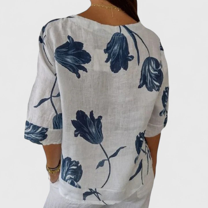 Isabel | Elegant Blus Med Blommönster