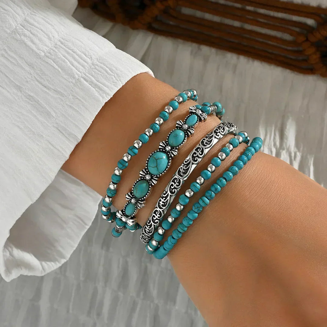 Michelle | Finstämd turkos flertrådig armband