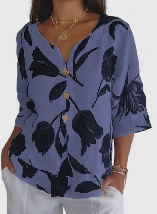 Isabel | Elegant Blus Med Blommönster