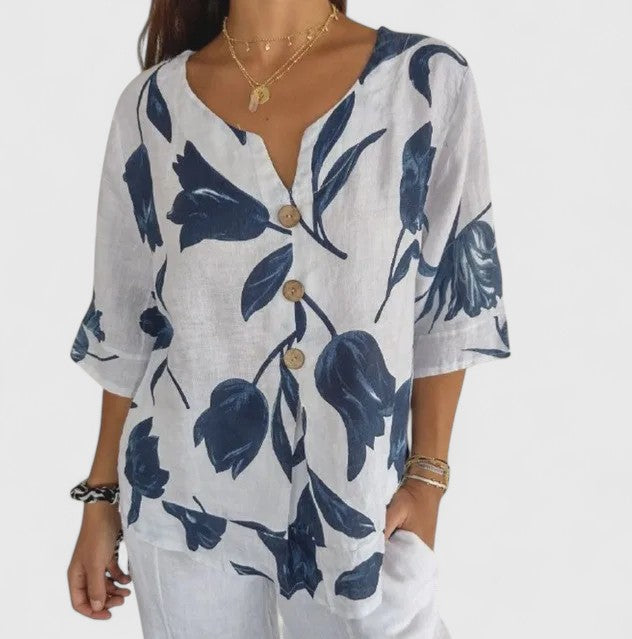 Isabel | Elegant Blus Med Blommönster