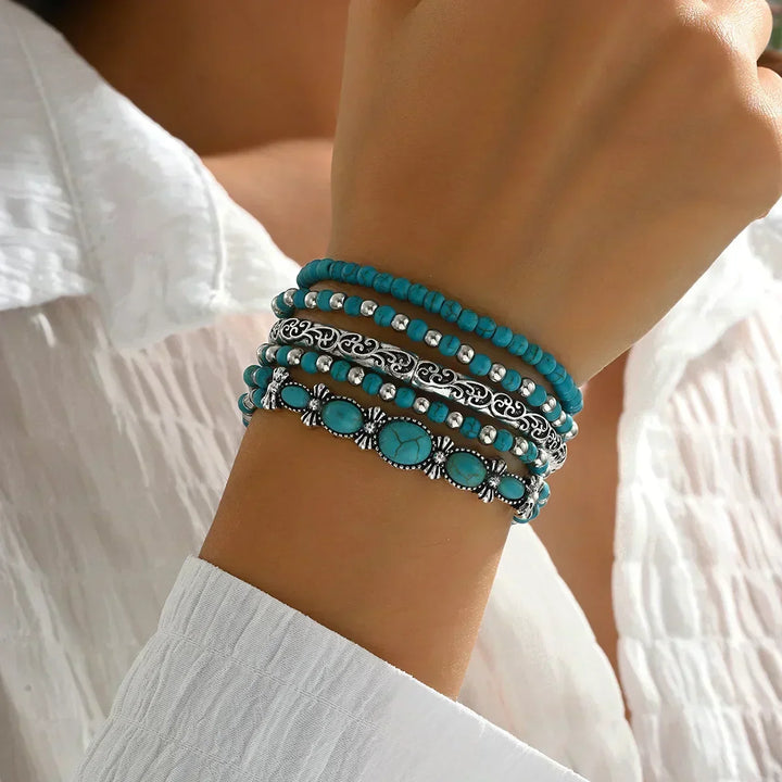 Michelle | Finstämd turkos flertrådig armband