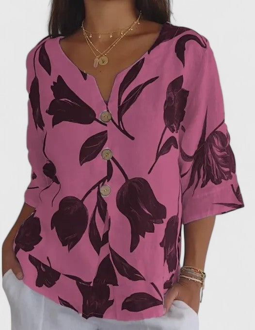 Isabel | Elegant Blus Med Blommönster