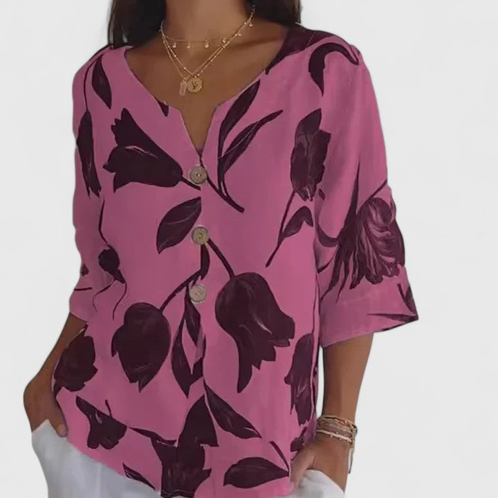 Isabel | Elegant Blus Med Blommönster
