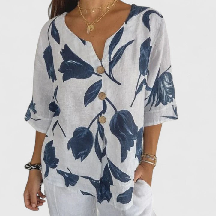 Isabel | Elegant Blus Med Blommönster