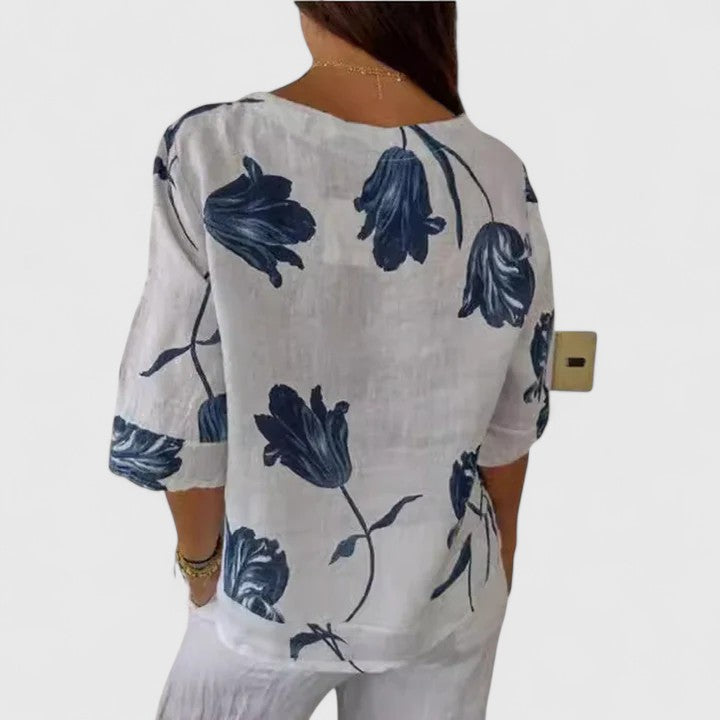 Isabel | Elegant Blus Med Blommönster