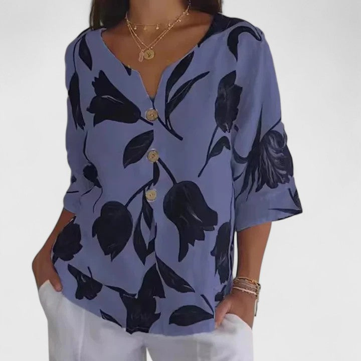 Isabel | Elegant Blus Med Blommönster