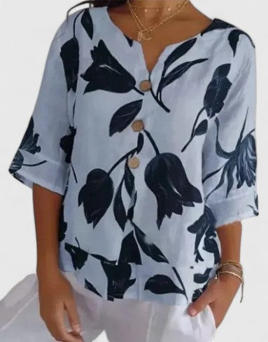 Isabel | Elegant Blus Med Blommönster
