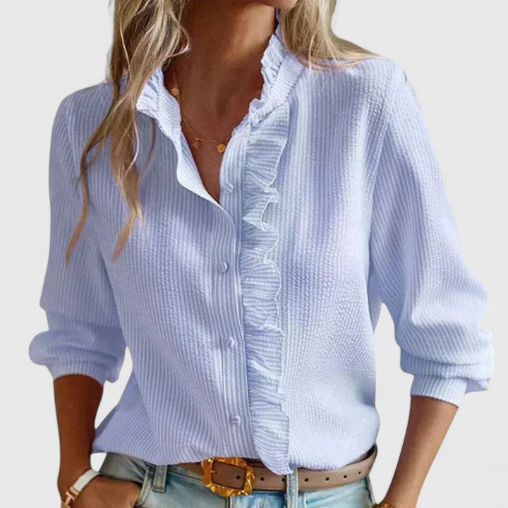 Yasmine | Sofistikerad Blus med Långa Ärmar