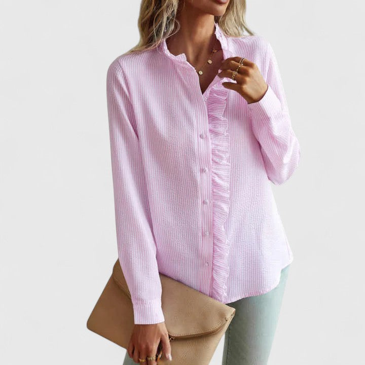Yasmine | Sofistikerad Blus med Långa Ärmar