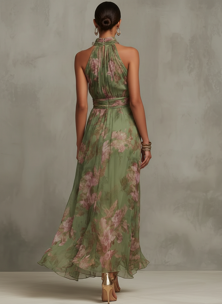 Livia | Maxiklänning Halterneck Blommig Elegant