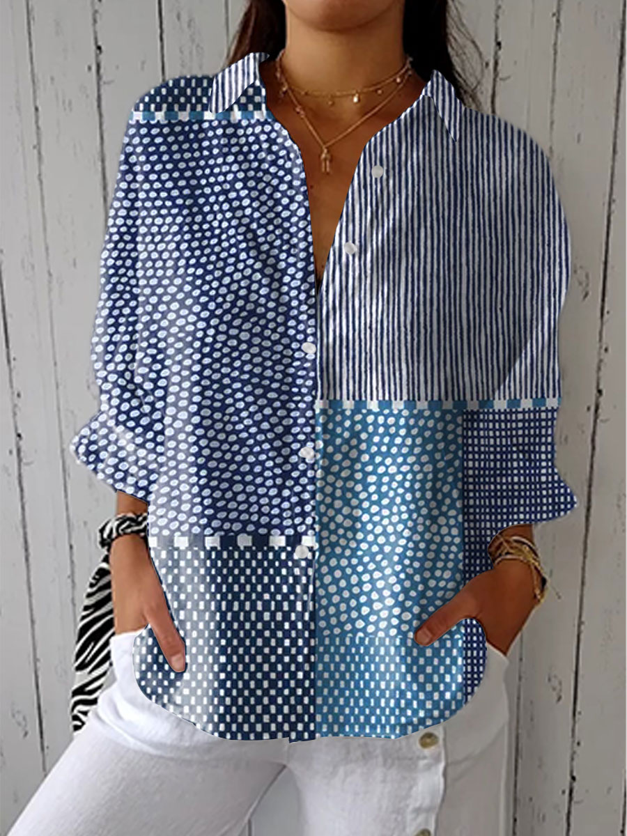 Fiora | Ocean Patchwork Blus