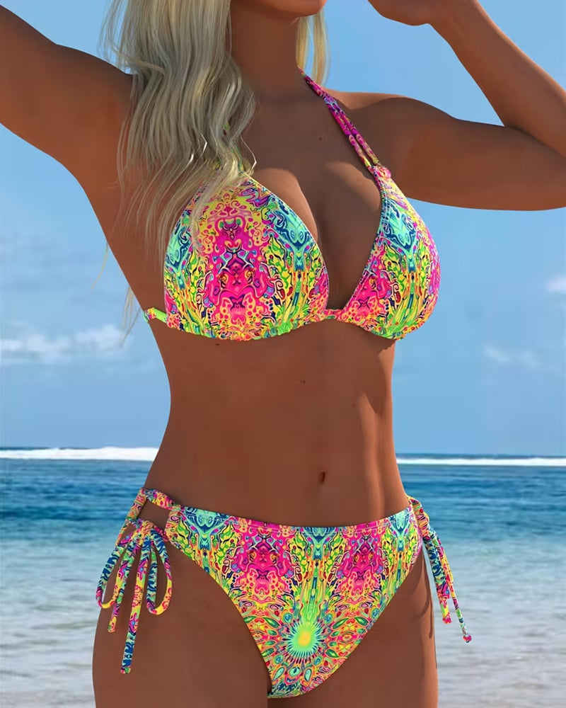 RIta | Bikini Färgglad Haltertryck
