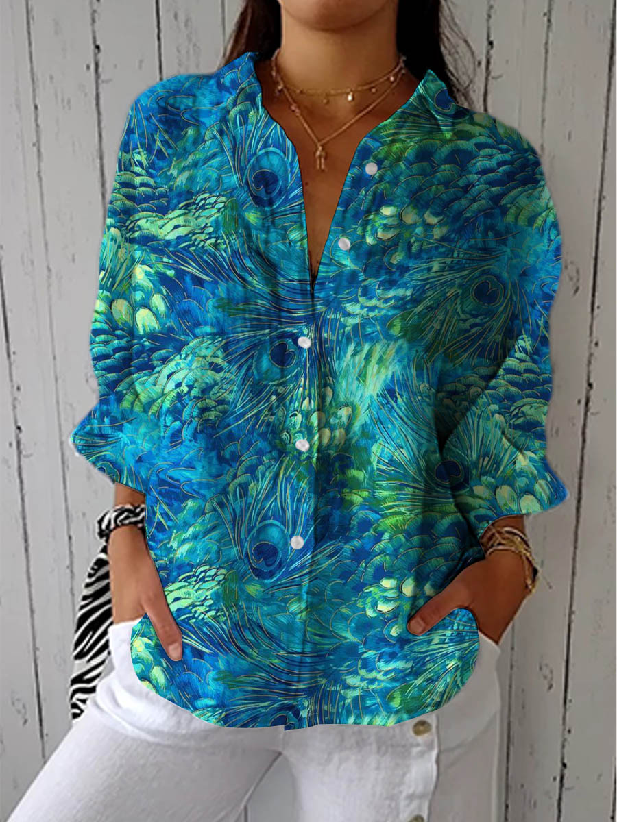 Patricia | Blå Naturtryck Blus