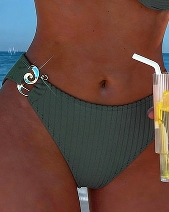 Ruby | Bikini Vertikala Mönster Med Metallspänne Delad