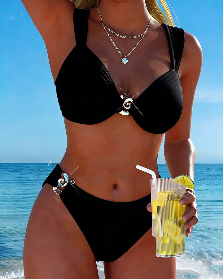Ruby | Bikini Vertikala Mönster Med Metallspänne Delad