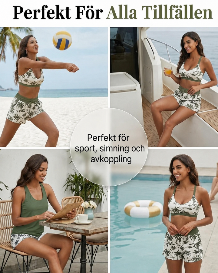 Mathilda | Tredelat tankini-, bikini- och cover-up-set