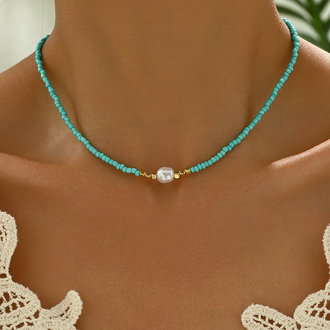 Minimalistisk Turkos och Pärlhalsband