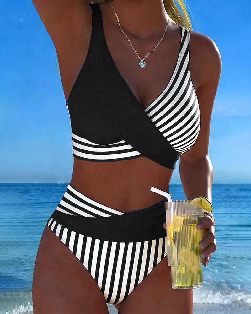 Xandra | Bikini Kruzande Strepen Tryckt